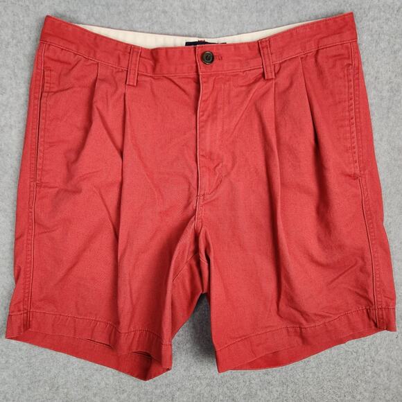 Chaps Shorts Mens Size 34 Pleated Front Red Chino - Picture 1 of 11